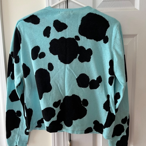 SML Design Cow Print Cardigan Sweater, size Medium - Picture 2 of 8